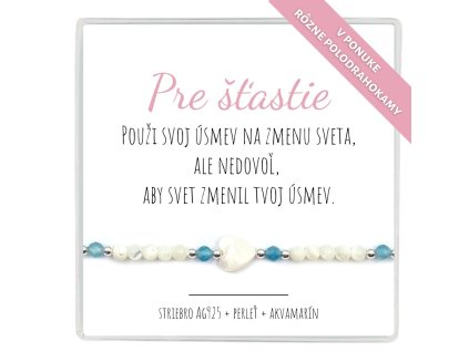 náramok perleťové srdiečko s polodrahokamom ag925