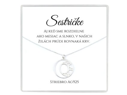 strieborná retiazka ag925 pre sestru mesiac a slnko