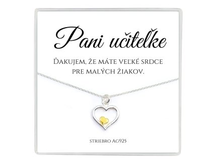 náhrdelník strieborná retiazka pre učiteľku srdiečko ag925 4