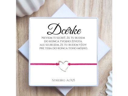 náramok darček pre dcéru so srdiečkom ag925 v krabičke s venovaním