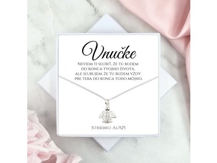 strieborná retiazka ag925 s príveskom anjelom v darčekovom balení ako darček pre vnučku