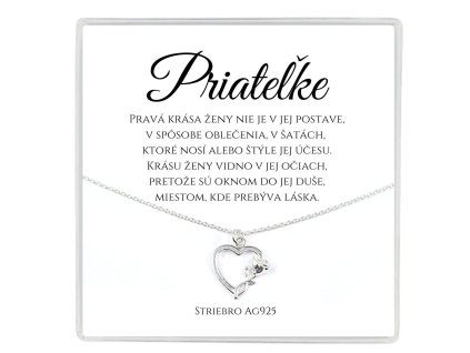 strieborná retiazka ag925 v darčekovej krabičke s venovaním pre priatelku so srdcom