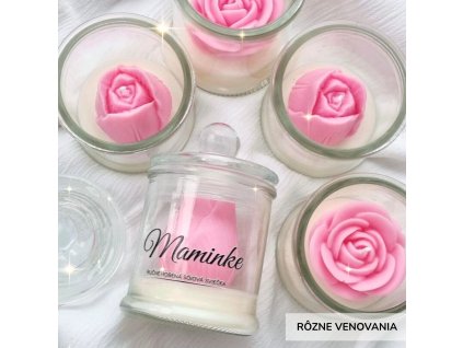 sojova sviečka kvetina s venovaním mamičke