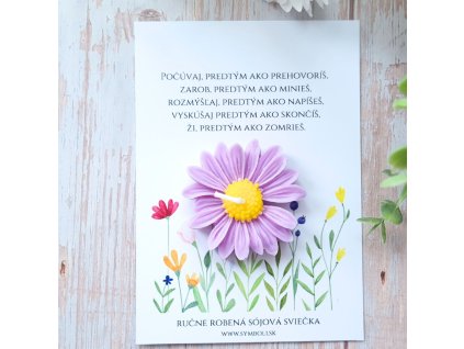ručne robena sojova sviečka 5 pravidiel života motto
