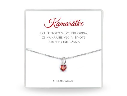 strieborná retiazka s červeným srdcom v darčekovm balení