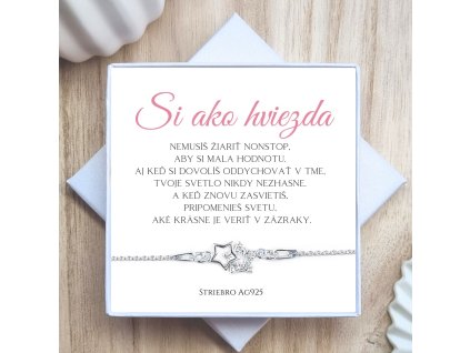 strieborný náramok s hviezdami pre šťastie