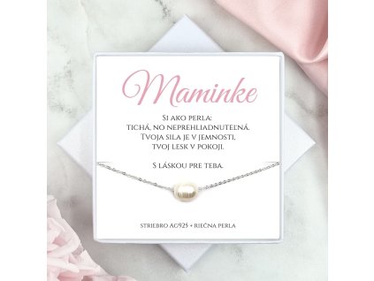 strieborná retiazka pre mamu s perlou