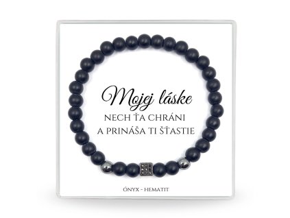 darček pre chlapa pánsky náramok ónyx hematit v darčekovom balení s venovaním