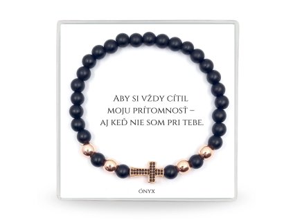 darček pre chlapa pánsky náramok ónyx hematit krížik v darčekovom balení s venovaním
