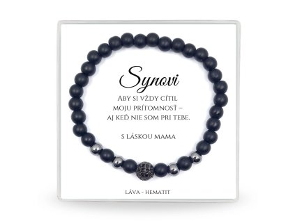 darček pre syna pánsky náramok ónyx hematit ball v darčekovom balení s venovaním