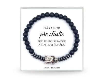 darček pre brata pánsky náramok onyx buddha hematit v darčekovom balení s venovaním