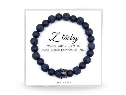 darček pre chlapa z lásky pánsky náramok ónyx hematit v darčekovom balení s venovaním