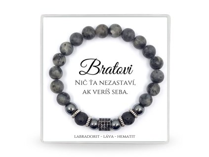darček pre brata pánsky náramok labradorit ónyx hematit v darčekovom balení s venovaním