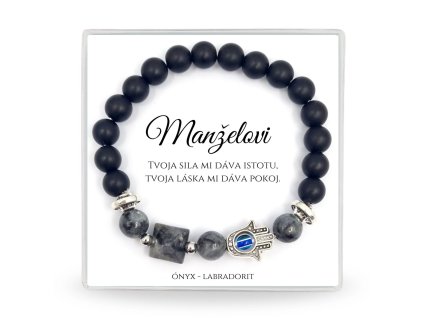 darček pre manžela pánsky náramok ónyx hematit labradotir v darčekovom balení s venovaním