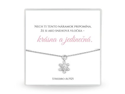 strieborný náramok snehová vločka