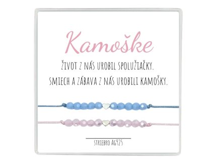 náramky pre kamošky náramky priateľstva so strieborným srdiečkom a krištálikmi v krabičke s textom 3