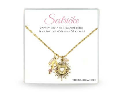 oceľová retiazka s príveskom v darčekovej krabičke s venovaním darček pre sestru