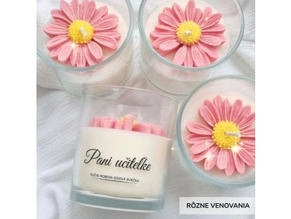 sojova sviečka kvetina s venovaním pani učiteľke