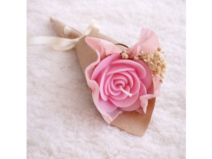 sojova sviečka ruža s vonou ovocia v kytičke ako darček