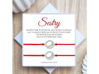 náramky pre sestry slnko mesiac v krabičke s textom