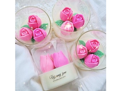 ručne robená sviečka tulipány v skle