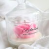 sójová sviečka v sklenenej nádobe ruža s napisom si jedinečná