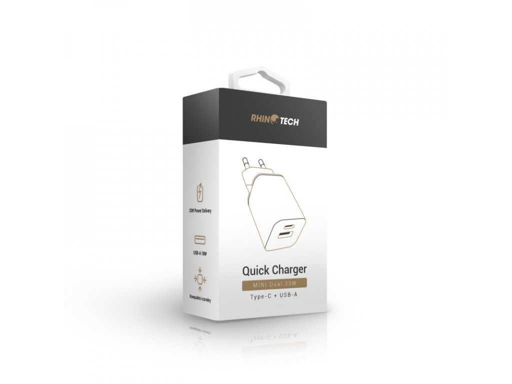 rhinotech mini dual 33w quick charger type c usb a 33w white 7
