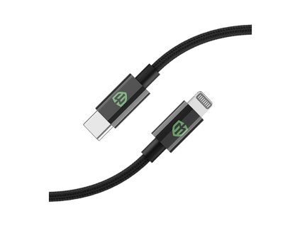 MONK® pletený nylonový kabel USB C na Lightning černý 3