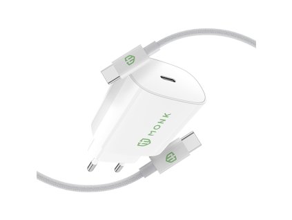 MONK rychlonabíjecí set 25W adaptér s kabelem USB C na USB C 1m 60W White 2