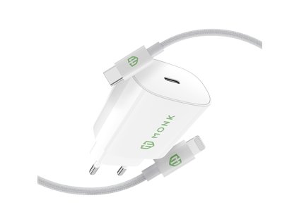 MONK rychlonabíjecí set 25W adaptér s kabelem USB C na Lightning 1m 27W White 1