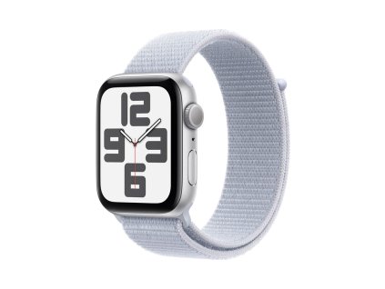 Apple Watch SE (2024) Stříbrný hliník s oblačně modrým provlékacím řemínkem 1