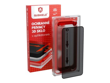 GUSHIELD Ochranné Privacy 3D sklo s aplikátorem pro iPhone 14 Pro