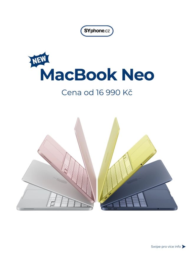 🚨Apple představil nový Macbook Neo ✅ 13palcový displej ✅ výkonný čip A18 Pro ✅ výdrž baterie až 16h ✅ kapacita úložiště...