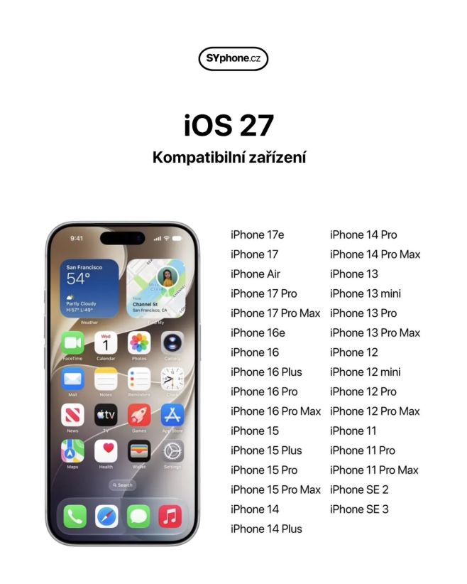 🚨 iOS 27 kompatibilní zařízení #ios27 #apple #wwdc