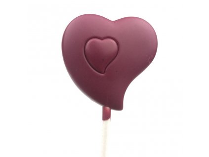 Čokoládové lízátko "Srdce" malinová 48% bílá čokoláda, bio