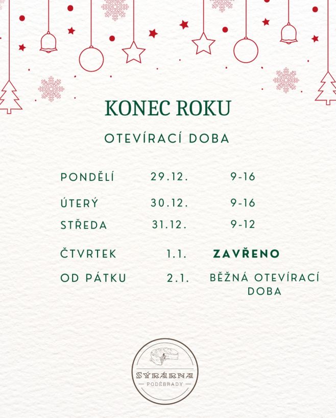 Věříme, že jste si vánoční svátky užili v klidu a pohodě a od pondělí se na vás opět těšíme 😍🧀👌 …a nezapomeňte si včas...