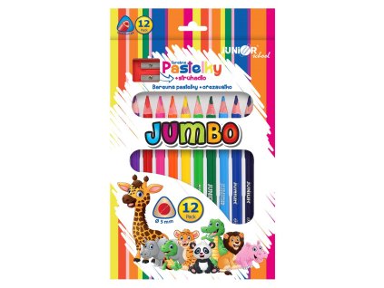 pastelky junior zoo jumbo trojhranne sada 12 ks struhadlo (1)