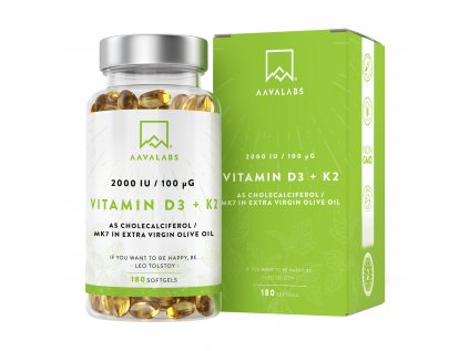 AAVALABS - Vitamin D3 + K2 (180 capsules)