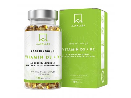 AAVALABS Vitamin D3 + K2 (180 capsules)