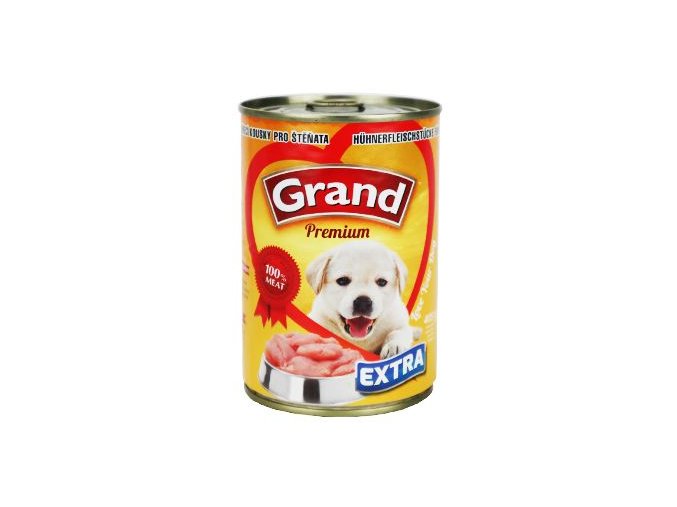 GRAND konz. štěně Extra kuř.kousky 405g