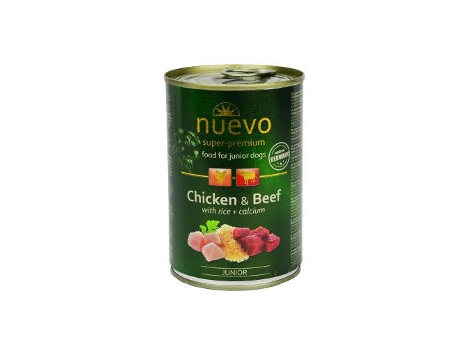 Nuevo pes junior kuřecí a hovězí konz. 400g