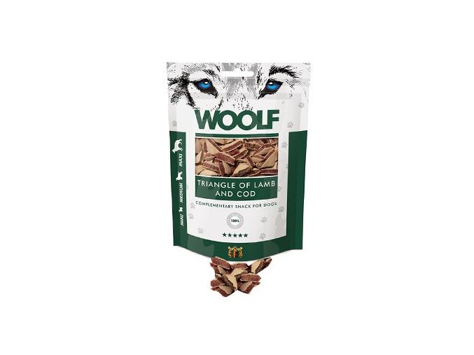 WOOLF pochoutka Lamb and Cod Triangle 100g