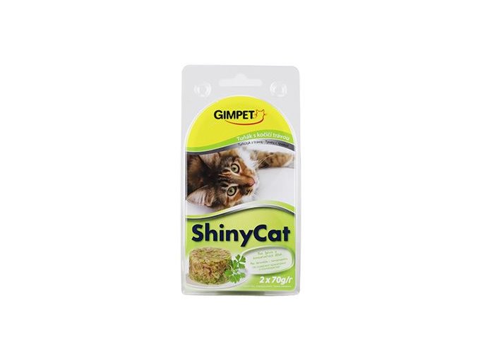 Gimpet kočka konz. ShinyCat tuňak/koc.tráv 2x70g