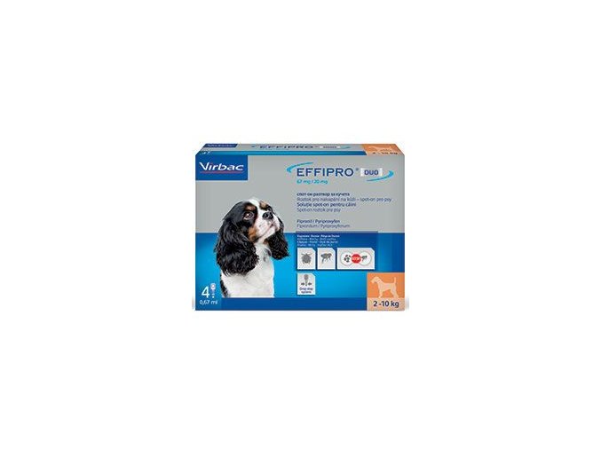 Effipro DUO Dog S (2-10kg) 67/20 mg, 4x0,67ml