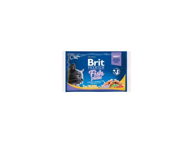 Brit Premium Cat kapsa Fish Plate 400g (4x100g)