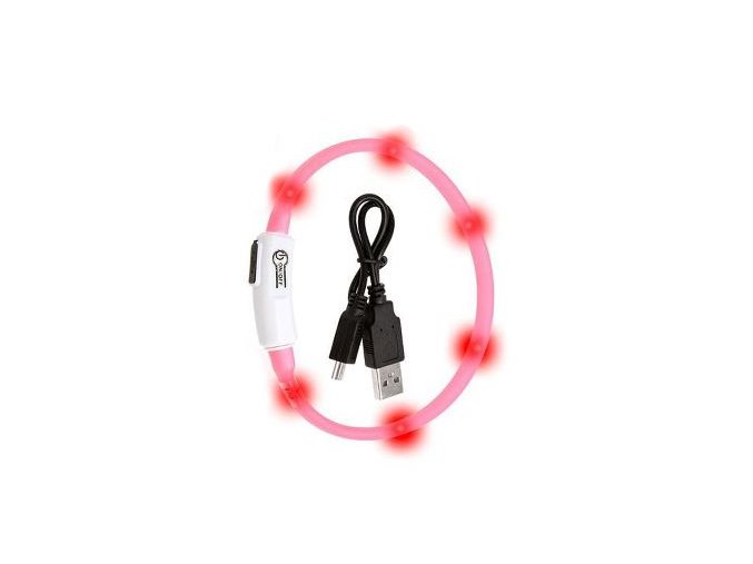 Obojek USB Visio Light 35cm růžový KAR