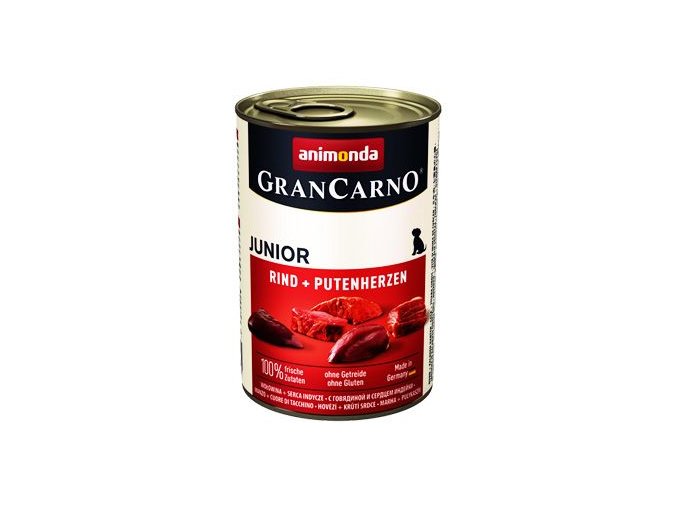 Animonda GRANCARNO konz. JUNIOR hov/krůt srdce 400g