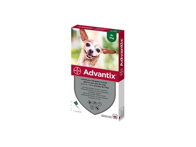 Advantix Spot On 1x0,4ml pro psy do 4kg (1 pipeta)