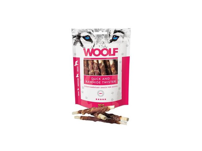 WOOLF pochoutka Duck&Rawhide twister 100g