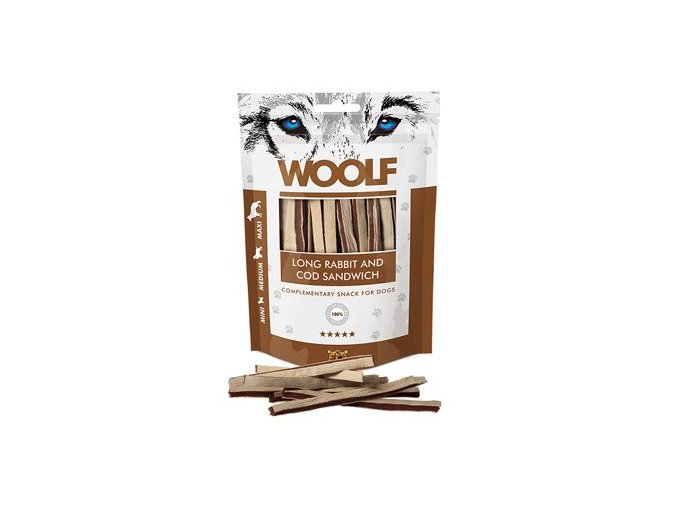 WOOLF pochoutka soft Rabbit&Cod sandwich long 100g